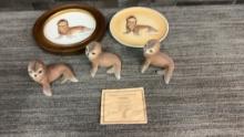 RIVER SHORE ANIMAL CUB FIGURINES & PLATES: SEALS