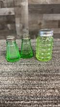 URANIUM GLASS SALT, AND PEPPER SHAKERS