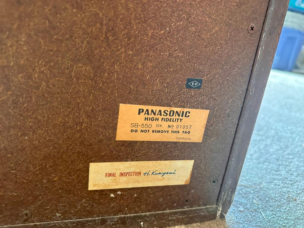 Vintage Panasonic SB-550 3-Way Speaker System, Set of Two, Restoration Needed, No Speaker Grill