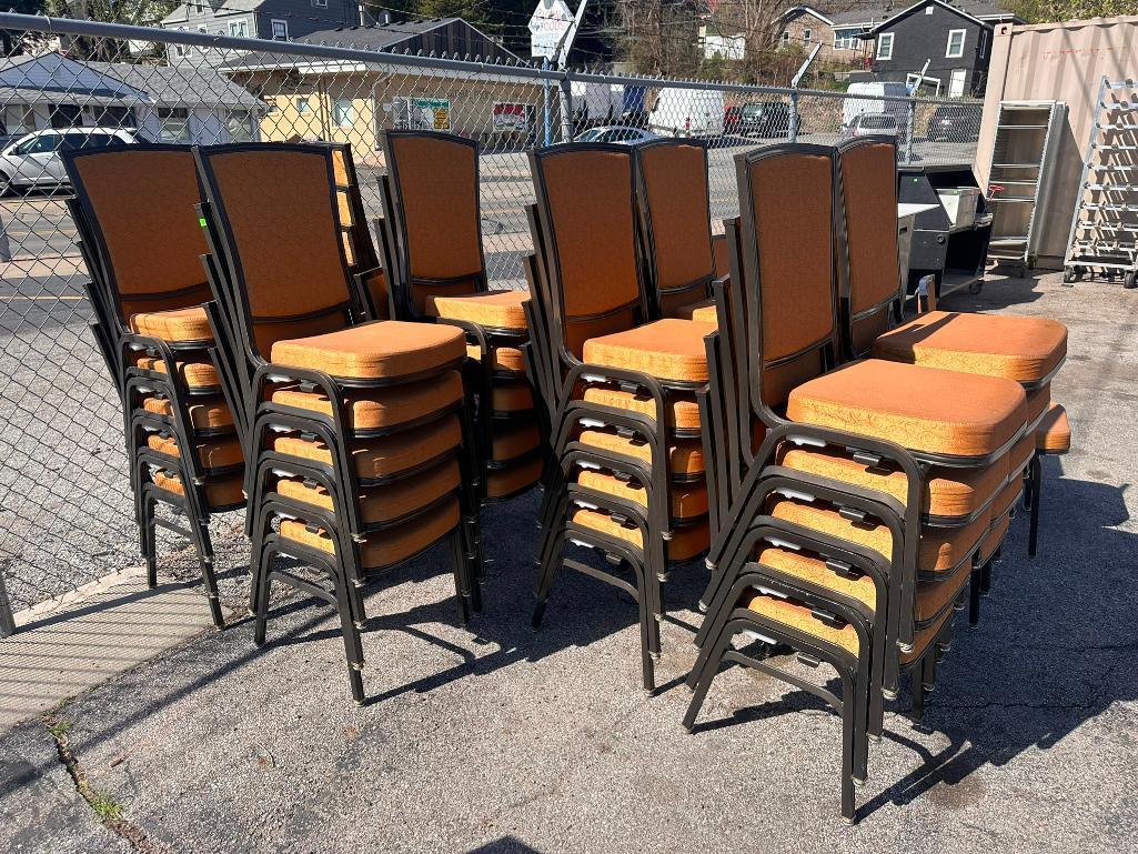 (46) High-Quality Banquet Room Stack Chairs, Metal Frame, Padded Seat/Back, Restaurant Chairs,