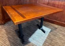 Solid Wood Top Square Restaurant Table w/ Double Pedestal Base, 36in x 44in x 30in H, High Quality