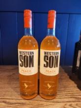 2 Bottles of Western Son Peach Vodka 1L