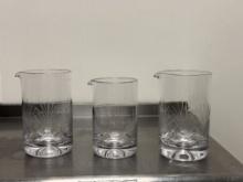 Lot of 3, Diamond Cut Cocktail Stirring / Mixing Glasses w/ Spout