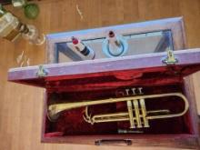 Vintage Trombone Mutes & Trumpet in Case