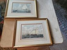 Lot of 2 Framed Painting of Nautical Scenes 20" x 16"