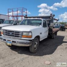 1997 FORD F-350, 7.3L POWERSTROKE, DUALLY, SINGLE CAB, 13FT FLAT BED WITH RACK