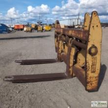 LOADER ATTACHMENT, 56IN FORKS, YOUNG PIN-ON, HYDRAULIC WIDTH ADJUST