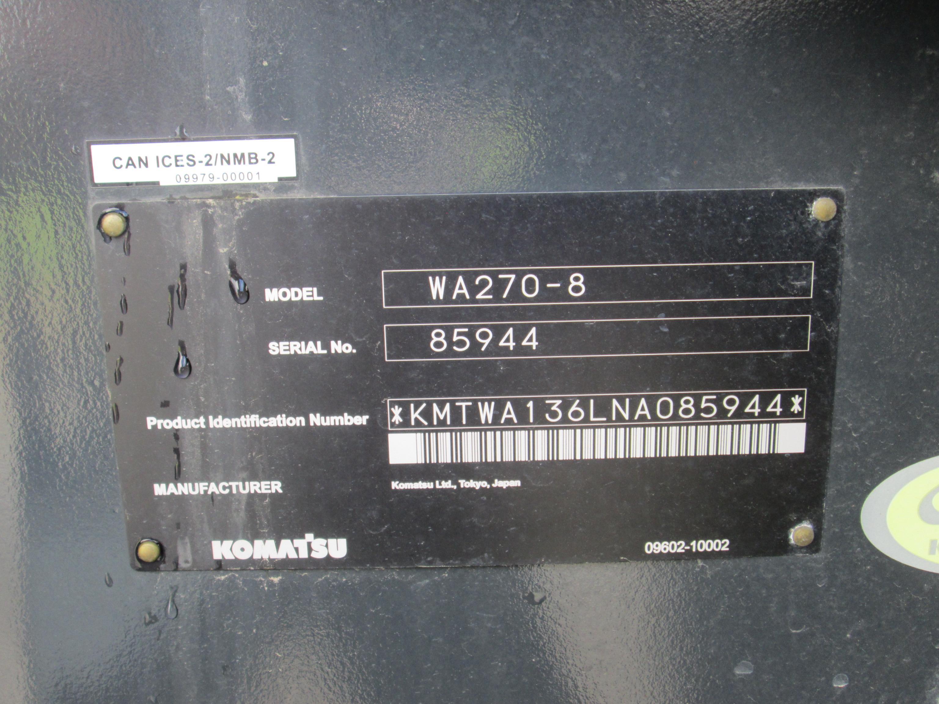 RUBBER TIRED LOADER 2023 Komatsu WA270-8 Wheel Loader SN 85944 powered by Komatsu diesel TIER-4