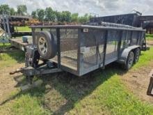 UTILITY TRAILER VN:N/A equipped with tool storage boxes and steel mesh sidewalls, tandem axle.