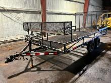 TAGALONG TRAILER VN:N/A equipped with wire mesh deck, wire mesh sidewalls, front tool basket, rear
