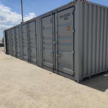 NEW 40FT. HIGH CUBE CONTAINER MULTI-USE CONTAINER Details: Four Side Open Door, one end door, lock