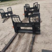 NEW BERLON 48IN. HD STEP THROUGH PALLET FORKS SKID STEER ATTACHMENT 5,500lb capacity.