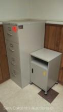 Lot of 4-Drawer Letter File Cabinet and Printer Cart