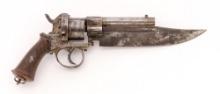 Very Rare Belgian Double Action Pinfire Revolver-Knife Combination Arm