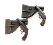 Lot of Two (2) German WWII Leuchtpistole 34 Single Shot Flare Pistols, with Holsters