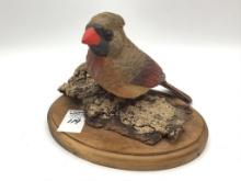 Female Northern Cardinal Carving by Betty Porter-