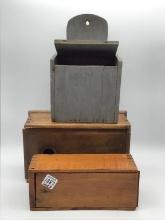 Lot of 3 Various Wood Boxes Including One Marked