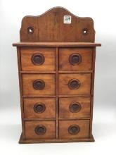 Primitive Wall Hanging 8 Drawer Spice Cabinet