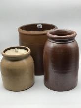 Lot of 3 Stoneware Pieces Including 9 1/2 Inch