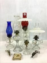 Group w/ 5 Various Glass Kerosene Lamps-