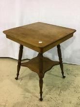 Antique Square Lamp Table w/ Glass Claw