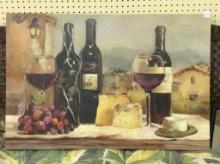 Contemp. Wine, Cheese & Fruit Painting