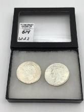 Lot of 2 Silver Peace Dollars-1924 & 1925