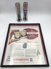 Framed Winchester Flashlight Battery Ad w/