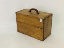 Vintage Wood Locking Box w/ Key-