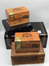 Lot of 5 Various Cigar Boxes