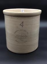 4 Gal Stoneware Crock Front Marked Lowell