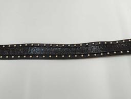 LR LEATHER ROCK 8124 SIZE L BLACK LEATHER WITH PEARL EMBLEMS WITH RHINESTONE BUCKLE