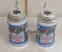 G. HILEMAN BREWING BEER STEINS PAIR