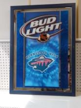 BUD LIGHT NHL MINNESOTA WILD MIRROR SIGN 30"