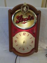 STROH'S BEER SIGN WITH CLOCK HANDS BROKEN 19"