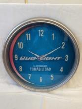 BUD LIGHT CLOCK BATTERY OPERATED 1 AA 17" ROUND