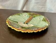 Majolica Light Blue Butterfly-Moth Plate