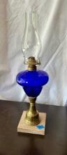 Cobalt Lamp with Marble Vase