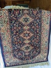 Cobalt Blue and Red Small Orienral Rug