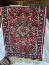 Maroon and Cobalt Small Oriental Rug