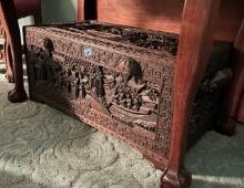 Camphor Wood Oriental Carved Chest