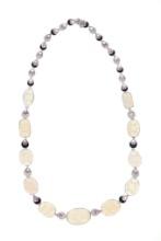 48.91ct Opal Sapphire & Diamond Platinum Necklace