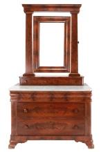 19th Century Empire Federal Burl Mirrored Dresser