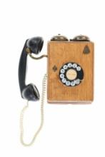 Western Electric Oak Box Rotary Wall Phone 1890s