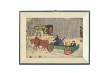The Wagon Ride Grandma Moses Painting 1940-50s
