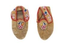 Northern Cree Beaded Hide Moccasins c. 1930s