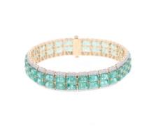 Elegant 32.34ct Emerald Diamond & 18k Bracelet