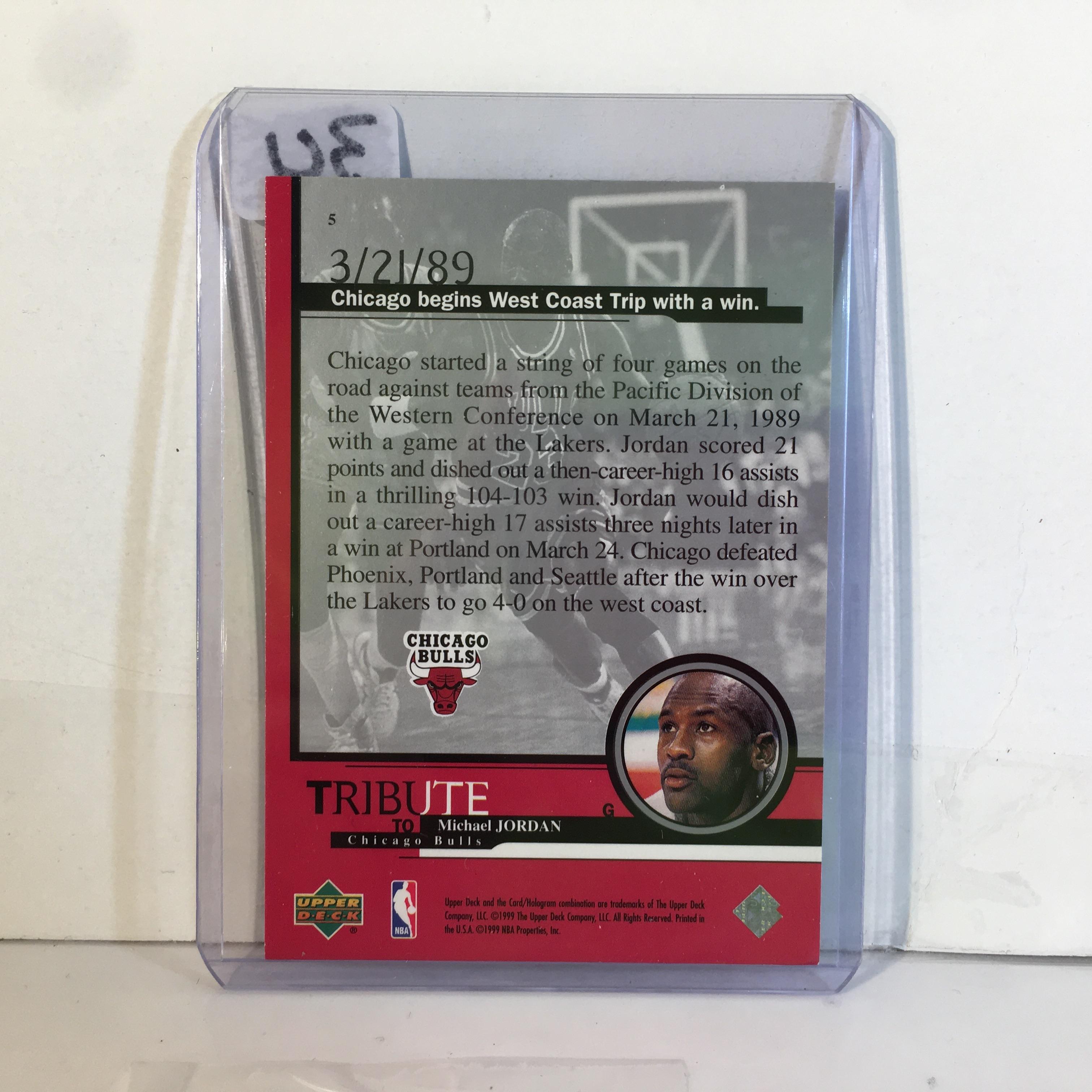 Collector 1999 Upper Deck NBA Basketball Sport Trading Card Michael Jordan Tribute #5 Sport Card