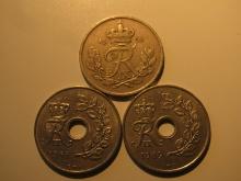 Foreign Coins: 1955, 68 & 69  Denmark 25 Ores