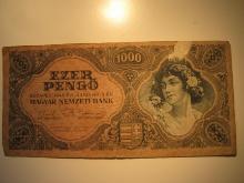 Foreign Currency: 1945 (WWII) Hungary 1,000 Pengo